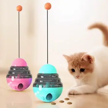 Cat Treat Dispenser Toy aukštos kokybės interaktyvus reguliuojamas kačių skanėstų tiektuvas su nesandariomis skylėmis katytėms mažoms vidutinėms katėms