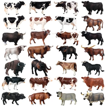 Mieli ūkiniai gyvūnai Realus pienas Karvės modeliavimas Naminių galvijų veršelių bulių veiksmo figūrėlių kolekcija Pvc Mielas modelis Žaislinis vaikas Dovana