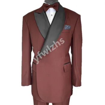 Individualizuokite vyriškus kostiumus Jaunikiai Vieno mygtuko jaunikis Smokingas Vestuvinė suknelė Blazer Prom Vakarienė (Švarkas+Kelnės+Kaklaraištis) A3917