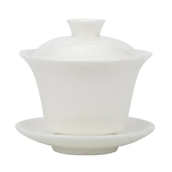 160ML Gaiwan arbatai Kietas baltas porcelianas Tureen su dangčiu Teaware Travel Kung Fu arbatos rinkinys Kiniškas puodelis maži dubenėliai Chawan
