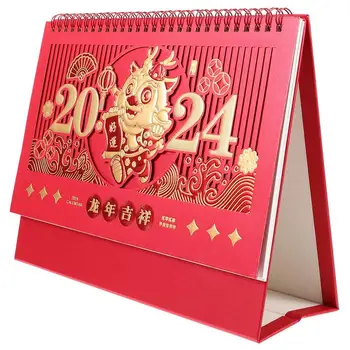 Apverstas mėnesinis stalo kalendorius Nuolatinis kalendorius 2024 m Biuro stalviršis Tradicinis darbalaukio kalendorius Šventinis Naujųjų metų dekoravimas