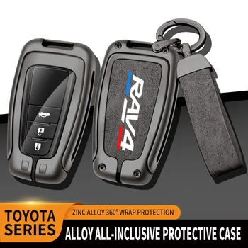 Car TPU cinko lydinio raktų dėklo krepšys Toyota RAV4 Prius Corolla C-HR Camry Auris Yaris GR Car KeyChain Metal Key Shell priedai