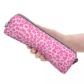 Pink Leopard Print Pencil Case Animal Kawaii Didelės talpos pieštukų krepšys Boy Girl Cute Back To School Pencil Cases Custom Supplies