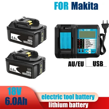 18V 6.0Ah įkraunama baterija Makita elektriniams įrankiams su LED ličio jonų keitimu LXT BL1860 1850 18 v 9 A 6000mAh