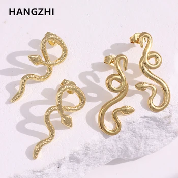 HangZhi nerūdijančio plieno gyvatės auskarai Asmenybė perdėta netaisyklinga miela tendencija Vintažiniai aukso spalvos papuošalai moterims Nauja