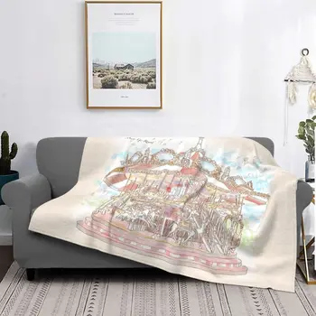 pastelinė cirko karuselės antklodė lovatiesė ant lovos stora sofa-lova su paveikslėliu mesti antklodę