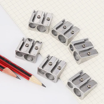 Creative Metal Bevel Pencil Cutter Pen Obliavimo staklės mokykliniai reikmenys Dvigubų skylių galąstuvas Metalinis pieštukų galąstuvas efektyvus