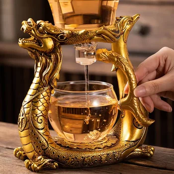 Kinų drakono stiklinis arbatinukas Magnetinė diversija Besisukantis dangtelis Dubuo Vandens arbatos puodelis Lucky Pu'er Oolong gėrimų indų dropshipping arbata