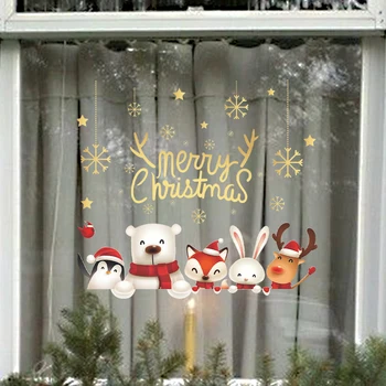 Kalėdų langų lipdukai Kalėdų senelio lipdukai Linksmų kalėdinių dekoracijų 2023 m. namams Navidad Natal Noel dovanos Naujieji 2024 metai