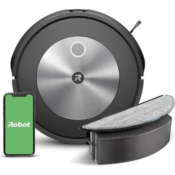 iRobot Roomba Combo j5 robotas - 2-in-1 vakuumas su pasirenkamu šluostymu, identifikuoja ir išvengia kliūčių, tokių kaip naminių gyvūnėlių atliekos ir virvės
