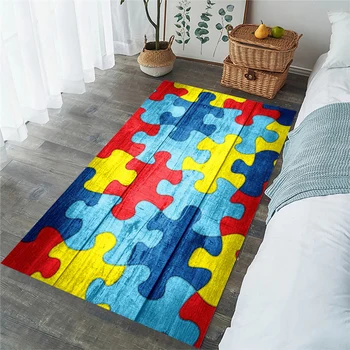 CLOOCL Spalvingas kilimas Dėlionės raštas 3D spausdintas flanelinis kilimas Namų dekoravimas Svetainė Neslidus grindų kilimėlis Mados zonos kilimėlis