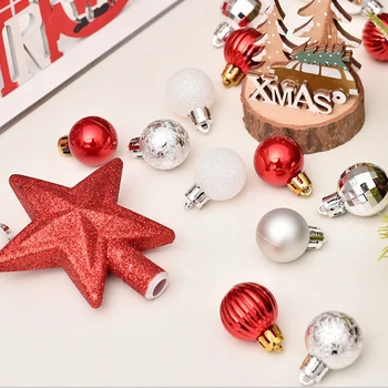 Xmas Kalėdų dekoravimo kamuolys 30vnt 30mm gimtadienio dekoro pakabinamas ornamentas PVC vakarėlių rinkinys Medžio kamuolys Bauble reikmenys