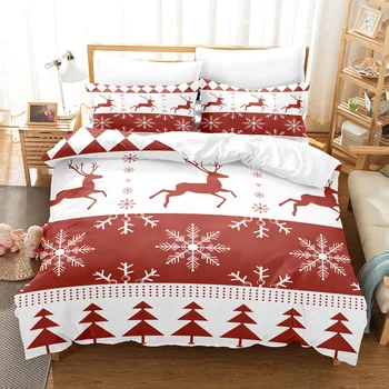 Navidad Plaid Kalėdų serija Raudona antklodė Cover Twin King Festival Santa Deer Patalynės komplektas Poliesterio antklodė suaugusiems Namų dekoras