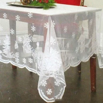 Kalėdinė staltiesė Kalėdų senis Sniego senis Briedis siuvinėtas Kalėdinis vakarėlis Nėrinių staltiesė Kvadratinės vakarėlio dekoracijos Aukšta kokybė