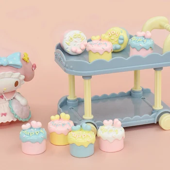 5Vnt 1:12 Lėlių namelis Miniatiūrinis mielas vaisių pyragas su mini tortų dėžute Popietės arbatos modelis Virtuvės desertų parduotuvė Dekoro žaislų priedai