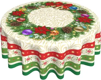 Xmas Žiemos snaigė Apvali staltiesė 60 colių kalėdinis gėlių žalias stalo audinys Poliesterio stalo dangčio dekoras šventiniam vakarėliui