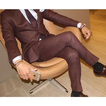 2022 Naujausio dizaino laisvalaikio stilius 2vnt Vyriškos vakarienės prom vakarėlio apranga Kostiumai Jaunikis Smokingas Vestuvinis švarkas Kelnės (švarkas+kelnės+kaklaraištis)