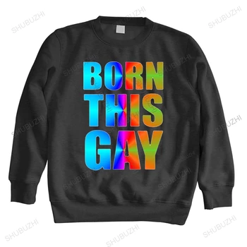 pavasario vyrai juodas ruduo Prekės ženklas: Born This Gay Pride Nemokamas pristatymas nauja vyrų mados medvilnė Prekės ženklas: Drabužiai ilgomis rankovėmis euro dydis
