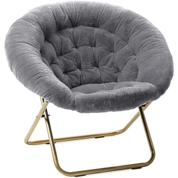 Milliard jauki kėdė/dirbtinio kailio lėkštės kėdė miegamajam/X-didelė,25D x 38W x 34H in (Pilka