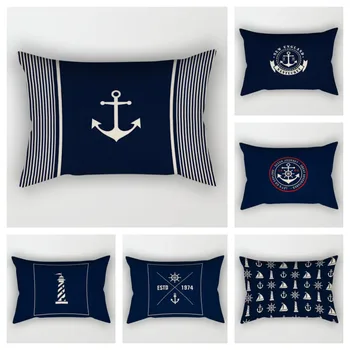 Tamsiai mėlynas jūrinis banginis lininis juosmens pagalvės užvalkalas svetainės sofos pagalvės užvalkalas namų dekoravimas galima pritaikyti 30 * 50 40 * 60
